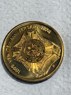 1899-1974 Veterans of Foreign Wars Citizen / 75 Years Brass Commemorative Coin