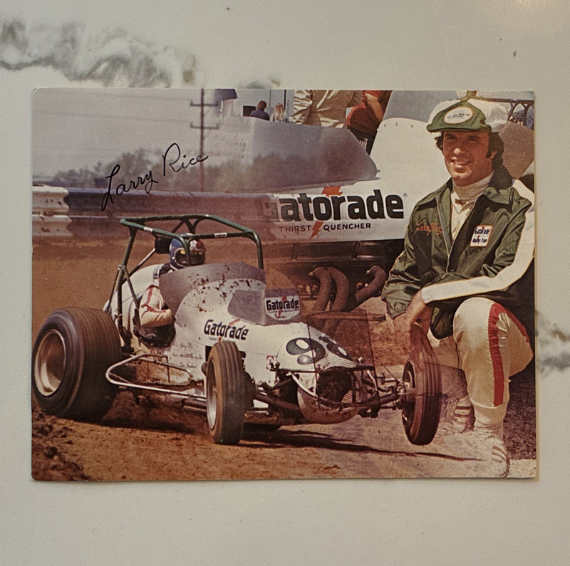 Larry Rice Signed Gatorade Sprint Car Racing Chrome Advertising Postcard