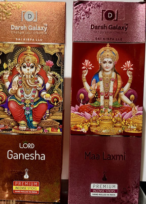 DARSH MAA LAKSHMI  & GANESHA Incense Stick Natural AGARBATTI 12 Pack Of 18 Stick