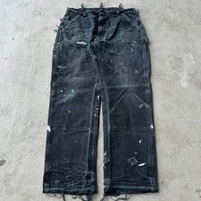 Vintage Y2K Carhartt black THRASHED double knee work wear carpenter pants