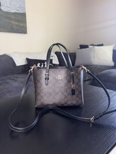Coach Brown Logo Satchel Dual Handles Detachable Strap Gold Hardware