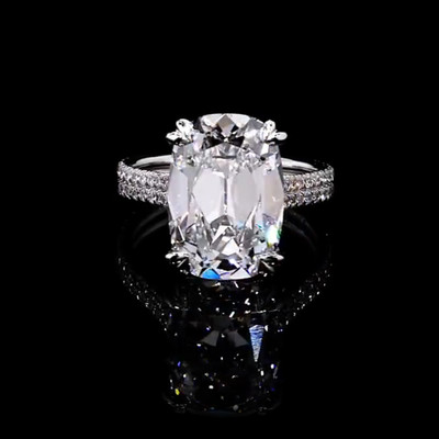 18 Karat Weißgold Ehering Diamant 3,75 kt IGI Lab Created Cushion Cut E F VVS