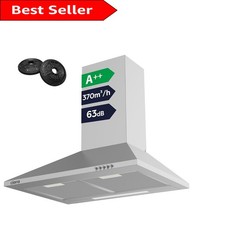 Stylish 60cm Wall-Mounted Stainless Steel Extractor Fan with Adjustable Speeds