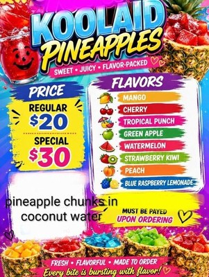 New Viral Kool-aid Soaked Pineapple Chunks Fresh Made Sharkleberry Fin