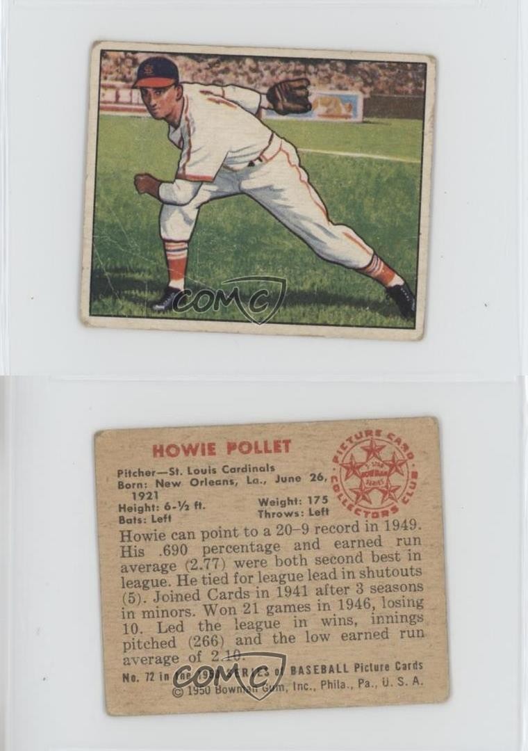1950 Bowman Howie Pollet #72 08yr