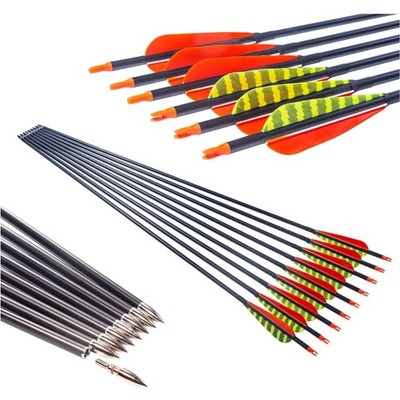 Traditional Archery 300 340 400 500 600 Spine Carbon Feather Arrows for Recur...