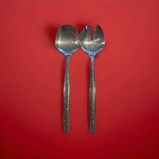 Stainless Steel Serving Set Floral Handle Pattern Serving And Slotted Spoon 11in