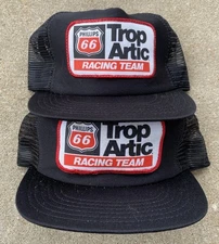 Vintage lot 2 Snapback Trucker Hat Cap Patch mesh Phillips 66 racing K Brand USA