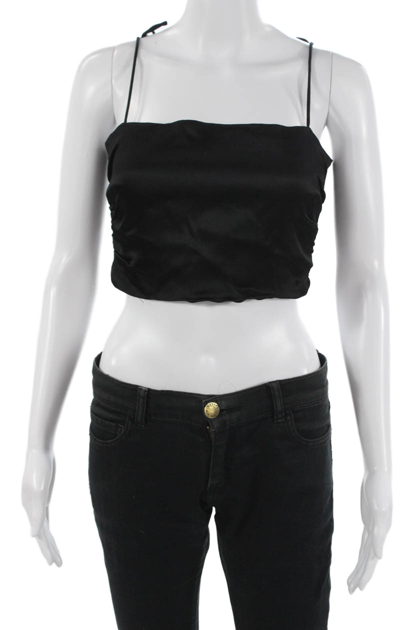 Zara Women Black Cropped Camisole Square Neck Sleeveless Polyester Size MFree Shipping in US $100+ Orders | $6.95 Orders Below