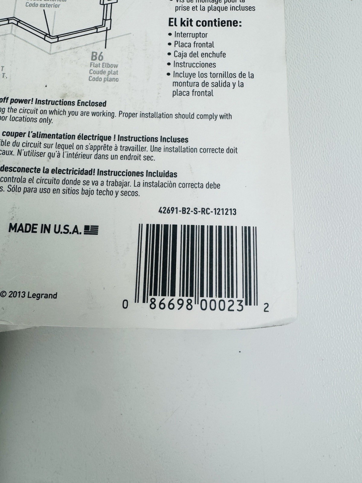 Lot of 5 - Wiremold B2S Weather-Resist Ivory Plastic Rectangle 1-Gang Switch Kit
