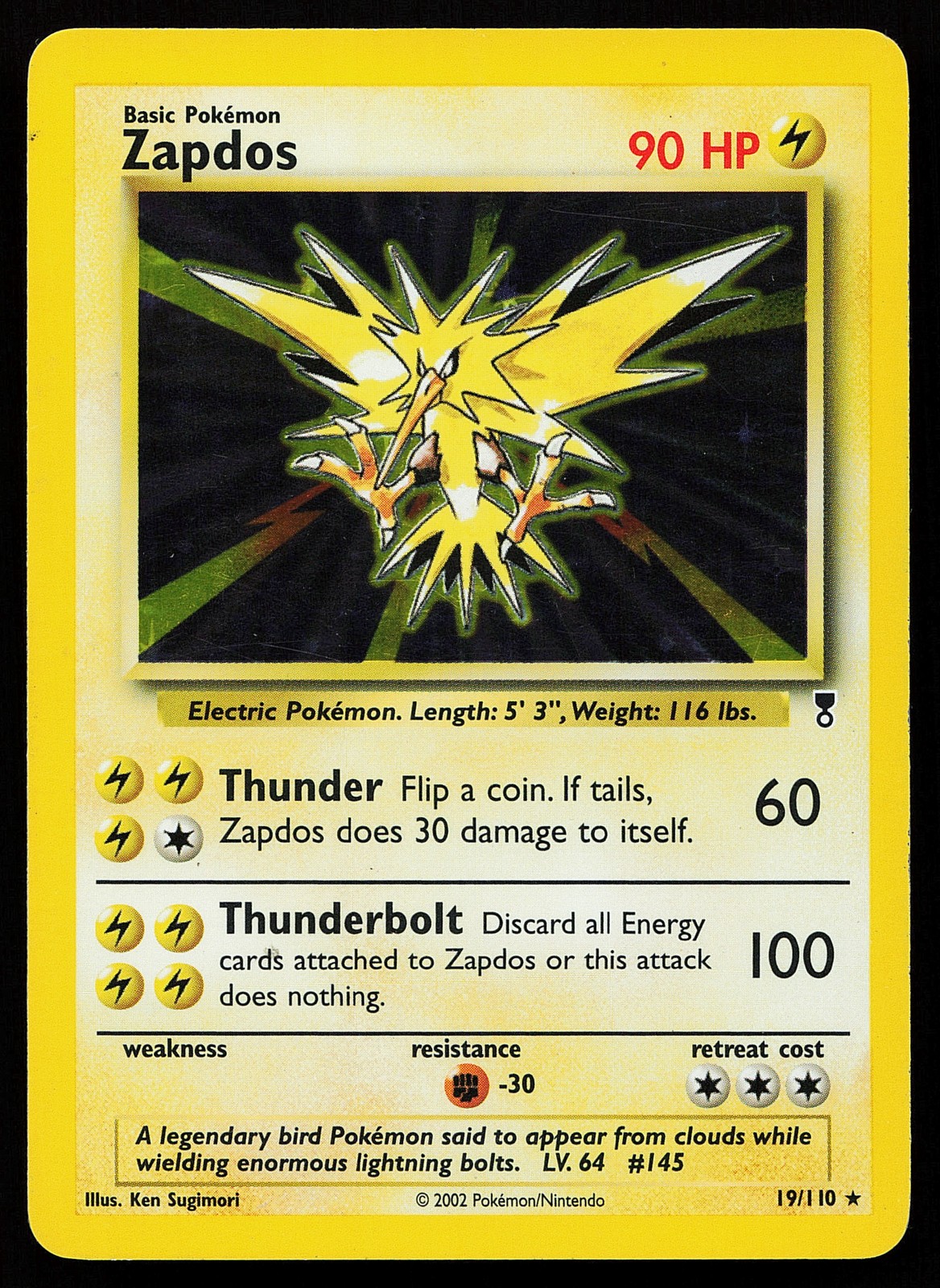 Zapdos 19/110 Holo Rare Legendary Collection Pokémon Card