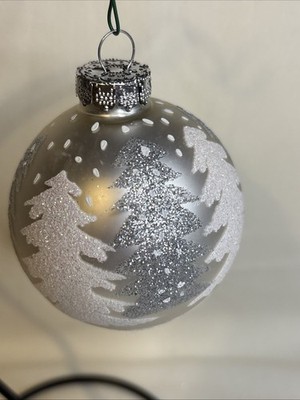 Rauch Glass Christmas Holiday ORNAMENT White & Silver GLITTER Trees