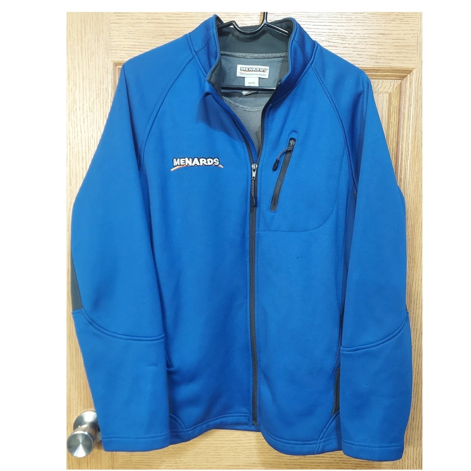 Menards Mens Softshell Jacket Blue Gray Full Zip Fleece Lined Size Large image 1