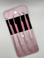 Set of 4 Professional Lash Tweezers for Eyelash Extensions - Hot Pink