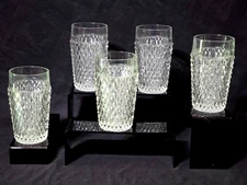 Vintage INDIANA GLASS 5.75" Iced Tea Tumbler DIAMOND POINT 15 Ounce - Set Of 5