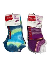 Hanes Premium Socks LOT OF 2 Girls Multicolored No Show 6-Pair Sz 3-9 NWT