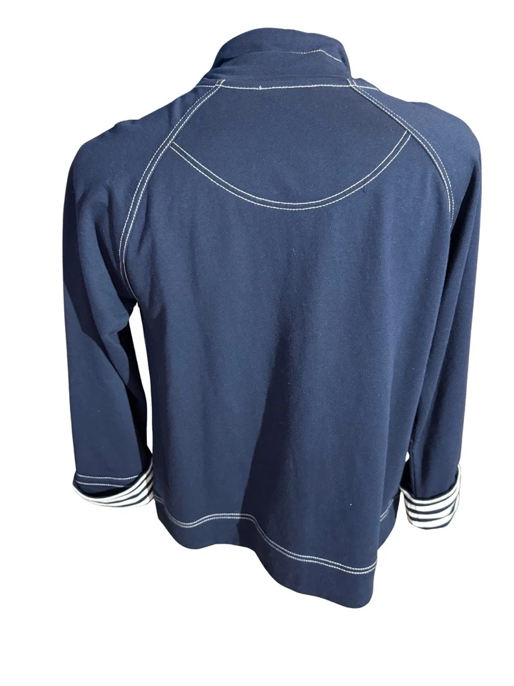 Chaqueta deportiva Anne Klein con cremallera completa azul marino para mujer XL ropa deportiva - Usada en Excelente Condición Foto 3 de 4