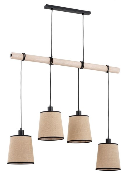 Moderne Skandinavische HäNgelampen 4X60W/E27 IP20 Schwarz Helle Holz-image