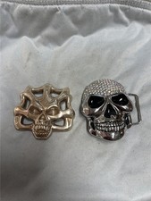Two Vintage Skull Belt Buckles, Very Unique