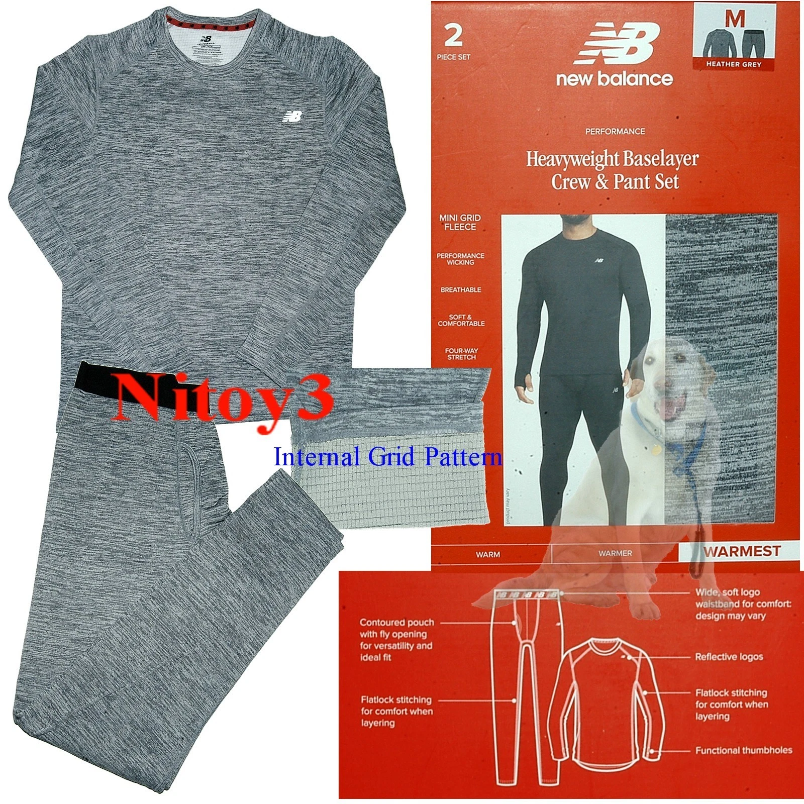 New Balance Performance Heavyweight Thermal Base Layer Top/Pants-Men Medium Gray
Opens in a new wind