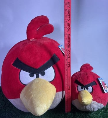 Angry Birds Red Bird Plush Lot Jumbo 20  & 8  Commonwealth 2010 2011 Tags