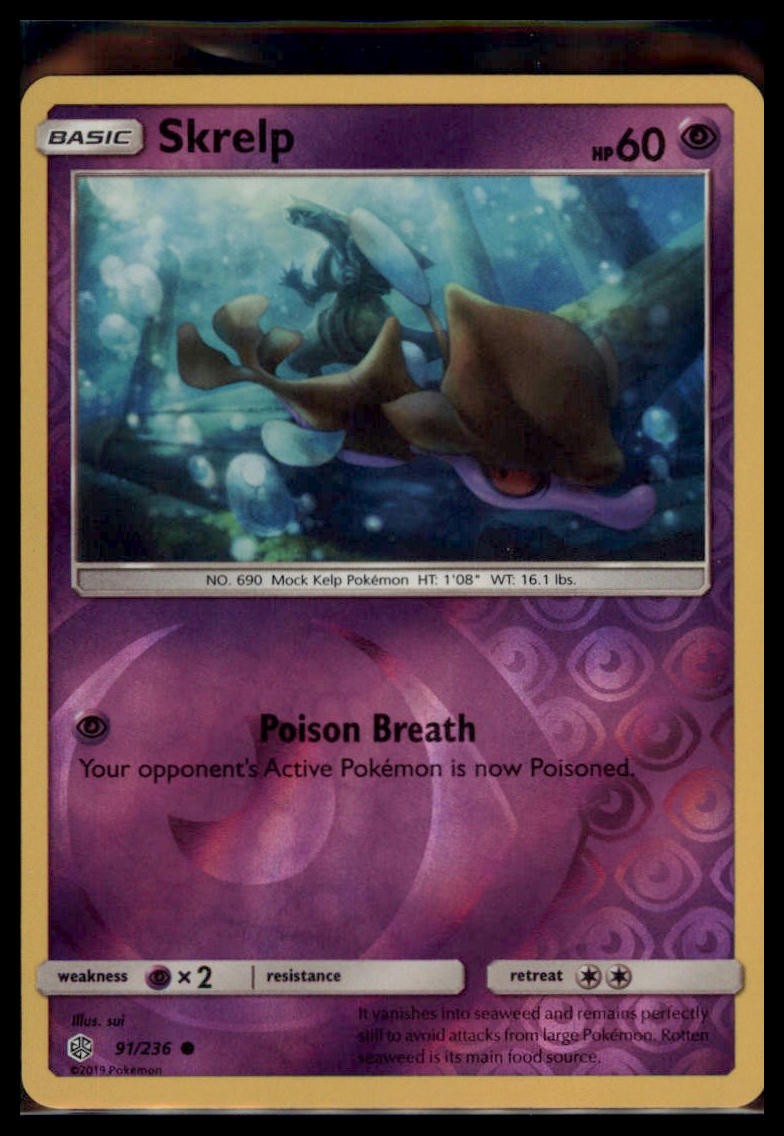 Pokemon - Skrelp SM - Cosmic Eclipse #91/236 - Reverse Holo NM