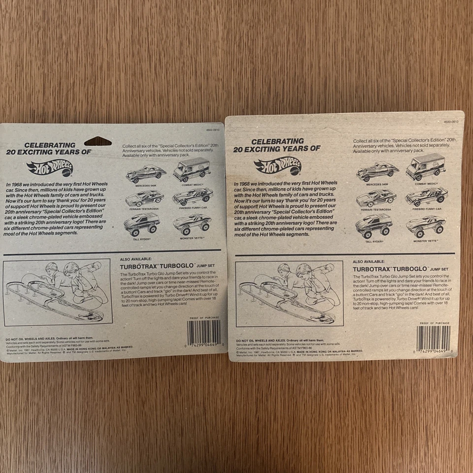 Lote de 2 paquetes Hot Wheels 20 aniversario SE #4602 y 4600 Foto 2 de 2