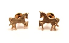 Unicorn Stud Earrings Yellow Gold Plate Tiny Carded