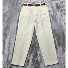 NEW Vintage Fundamental Things Pants Womens 16 Cream Pleated Tapered Belted