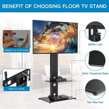 [NEW] Swivel Floor TV Stand/Base with Shelves for 32-75 inch LCD LED TVs- Boxed