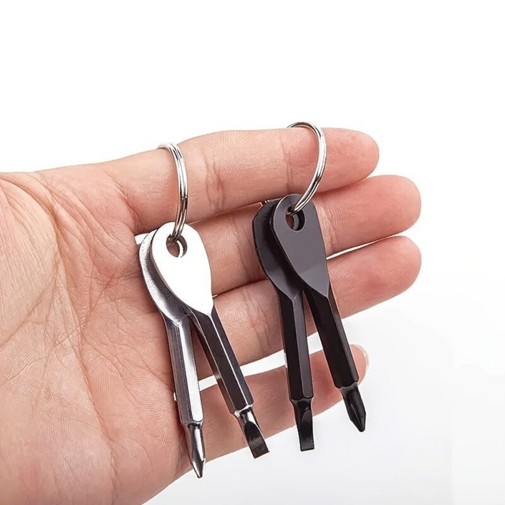 2-Piece Keychain Screwdriver EDC Tool Set Outdoor Pocket Mini Tool with KeyChain
