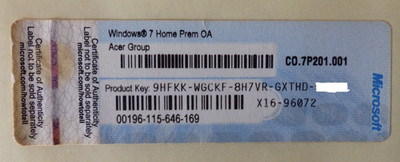 Windows 7 Home Premium 64-Bit Lizenz Aufkleber ProductKey