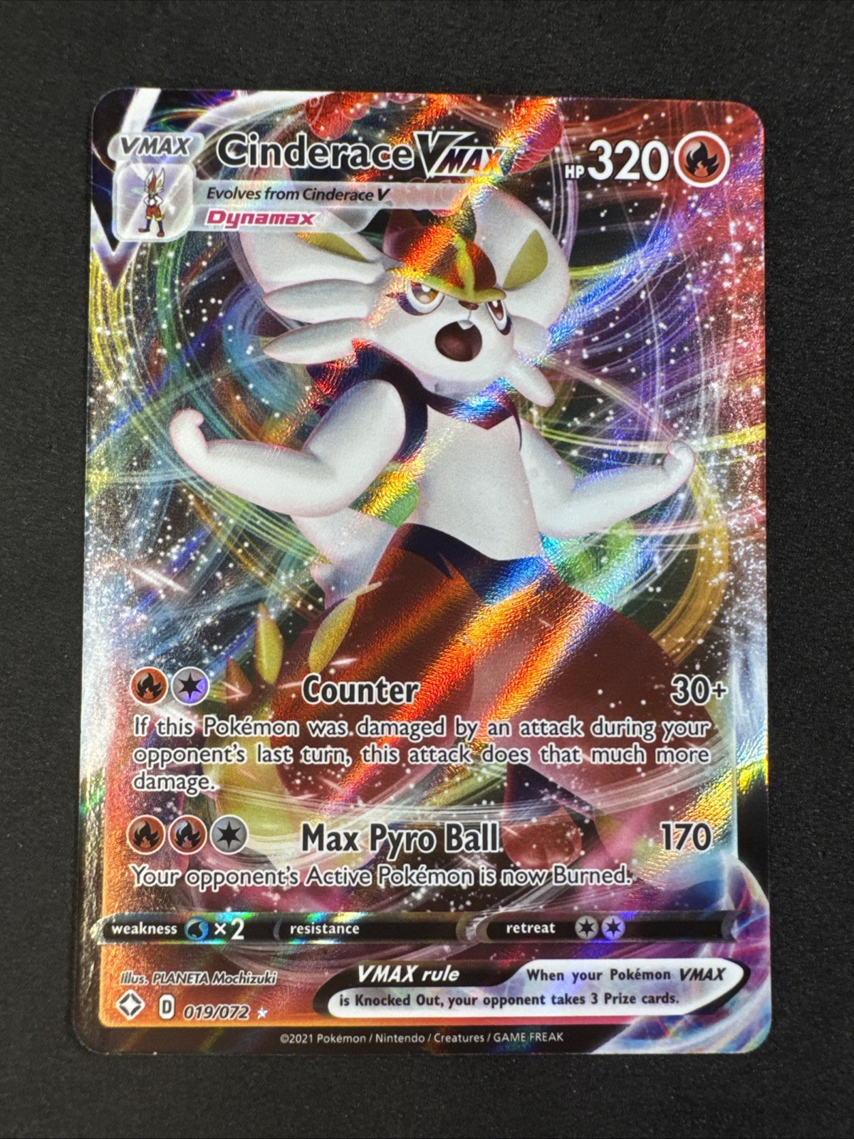 Cinderace VMAX 019/072 Shining Fates Holo Pokemon