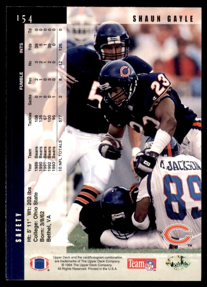 1994 Upper Deck - Shaun Gayle #154 - Image 2 of 2