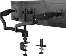 Triple Monitor Desk Mount for 17-32" Screens - Tilt, Swivel, Rotate, Black