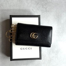  Used GUCCI GG Marmont 6 Ring Black Key Case w/Box