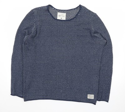 Tom Tailor Damen Strickpullover Blau Baumwolle L Langarm