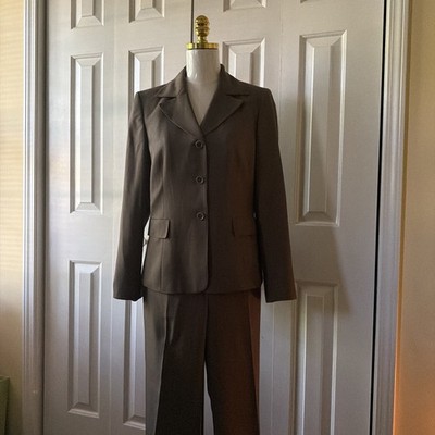 COLLECTION FOR LE SUIT WOMEN'S 2 PC PANTS BROWN POWER SUIT SIZE 8