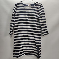 Gap Striped Dress Navy Blue and White Stripes Zipper Hem Long Sleeve Medium