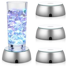 4pcs Led Lighted Base for Glass Art Multicolor Round Crystal Display Stand Di...