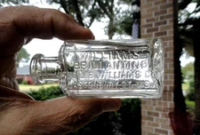 antique WILLIAMS’ BRILLANTINE Men’s Hair Care Bottle GLASTONBURY, CONNECTICUT CT