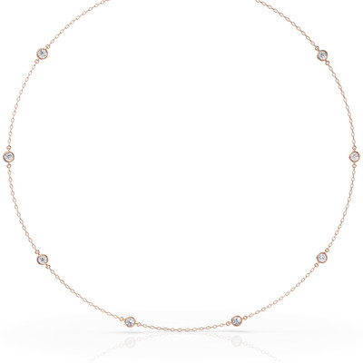 1,08 ct rundes im Labor gezüchtetes Diamant-Set Bahnhofskette 18 Karat Rotgold