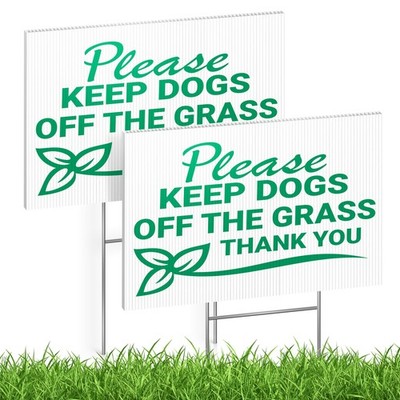 2 PC Please Keep Dogs Off Grass Sign, 8x12 DS Coroplast inches, Green