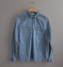 Sezane Women’s Blue Cotton Denim Button Up Shirt Blouse Size Uk 10 EUR 38