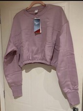Image of Reebok Women’s UKM 12-14 Activewear Cropped Crew Neck Sweatshirt (Pink) BNWT