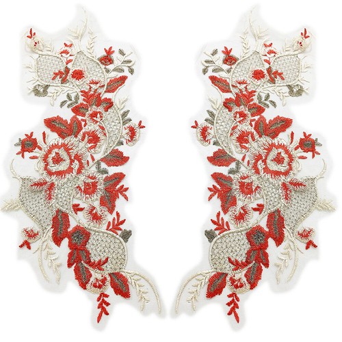 1 Par de Encaje Malla Flor Bordado Parches Vestido de Boda Ropa Apliques Hágalo Usted Mismo - Imagen 2 de 8