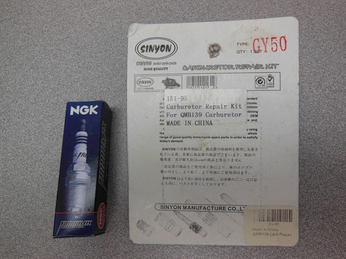 151-95 Carb Repair Kit for QM139 carburetor and NGK CR7HIX spark plug - Picture 3 of 4