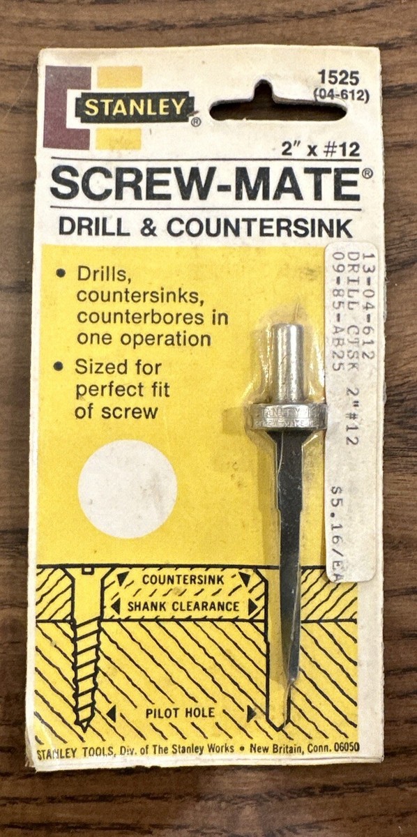 VINTAGE Stanley Drill & Countersink 2” x #12 (04-612) NEW OLD