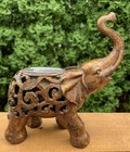 Vintage Elephant Figurine Votive Candle Holder Resin Trunk Up Good Luck  — photo 2