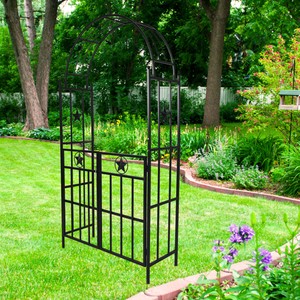 Modern Outdoor Black Metal Archway Garden Arbour Wedding Entryway